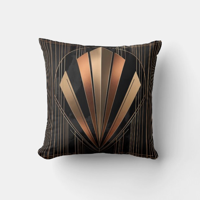 Art Deco Metallic Geometric Elegance Cushion (Front)