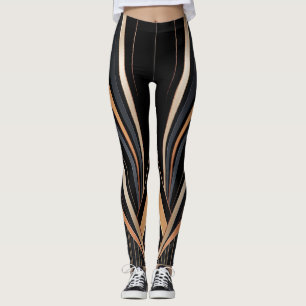 Art Deco Metallic Geometric Elegance Leggings