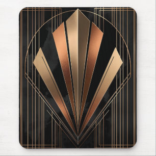 Art Deco Metallic Geometric Elegance Mouse Mat