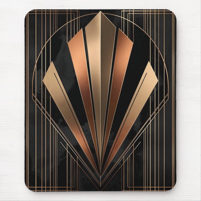 Art Deco Metallic Geometric Elegance Mouse Mat (Front)