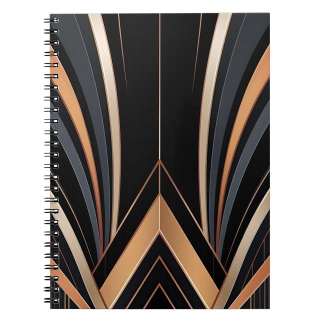 Art Deco Metallic Geometric Elegance Notebook (Front)