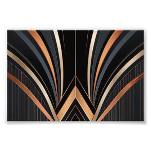 Art Deco Metallic Geometric Elegance Photo Print