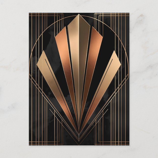Art Deco Metallic Geometric Elegance Postcard (Front)
