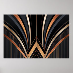 Art Deco Metallic Geometric Elegance Poster
