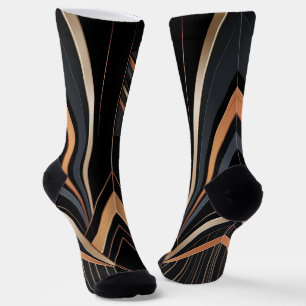 Art Deco Metallic Geometric Elegance Socks