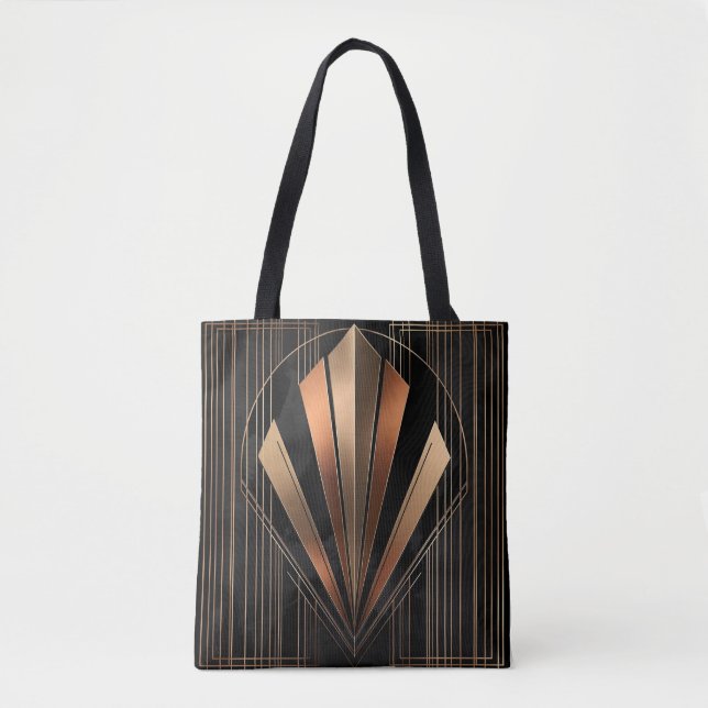 Art Deco Metallic Geometric Elegance Tote Bag (Front)