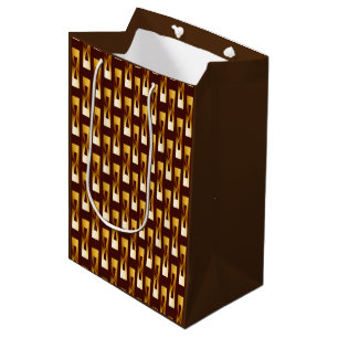 Art Deco Metallic Geometric - Gold and Chocolate Medium Gift Bag