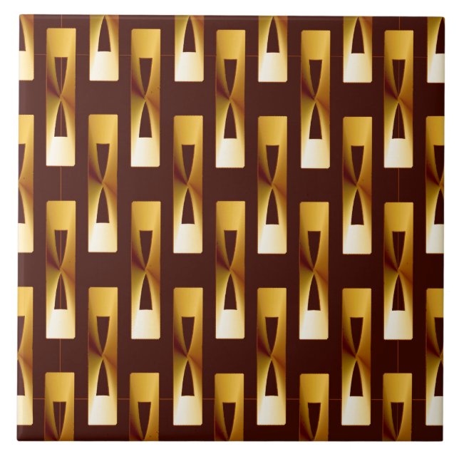 Art Deco Metallic Geometric - Gold and Chocolate Tile (Front)