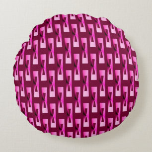 Art Deco Metallic Geometric - Orchid and Purple Round Cushion