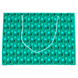 Art Deco Metallic Geometric - Peacock and Teal Large Gift Bag