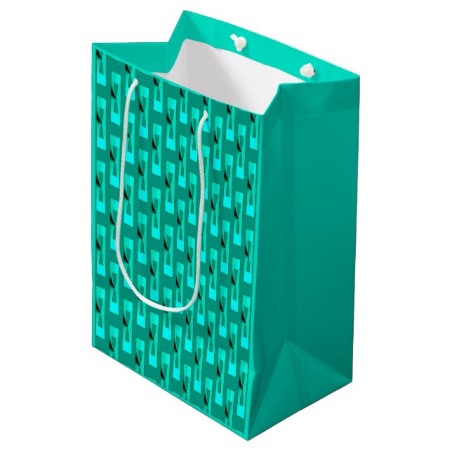 Art Deco Metallic Geometric - Peacock and Teal Medium Gift Bag (Front Angled)