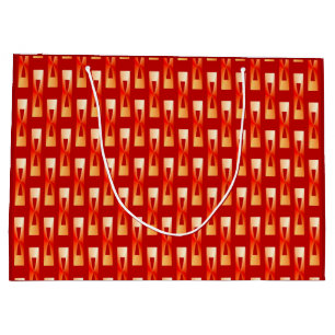 Art Deco Metallic Geometric - Red and Coral Large Gift Bag