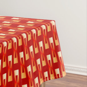 Art Deco Metallic Geometric - Red and Coral Tablecloth