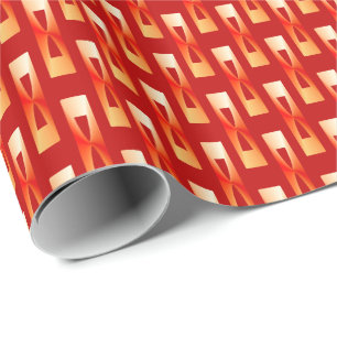 Art Deco Metallic Geometric - Red and Coral Wrapping Paper