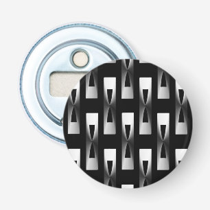 Art Deco Metallic Geometric - Silver and Black Bottle Opener
