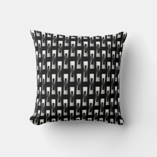 Art Deco Metallic Geometric - Silver and Black Cushion