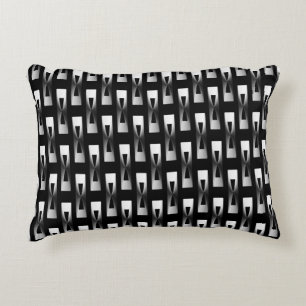 Art Deco Metallic Geometric - Silver and Black Decorative Cushion