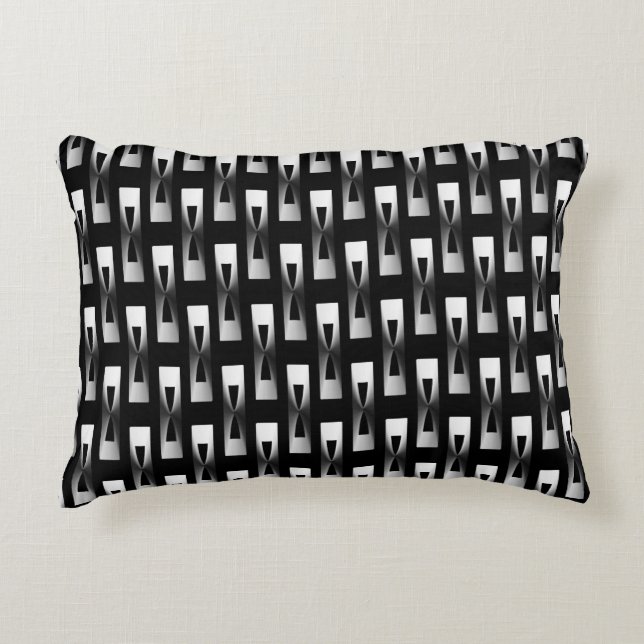 Art Deco Metallic Geometric - Silver and Black Decorative Cushion (Front)