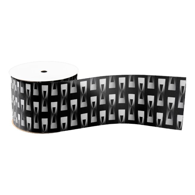 Art Deco Metallic Geometric - Silver and Black Grosgrain Ribbon (Spool)