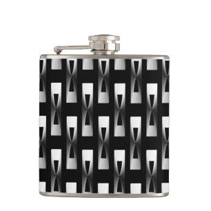 Art Deco Metallic Geometric - Silver and Black Hip Flask