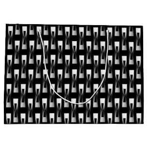 Art Deco Metallic Geometric - Silver and Black Large Gift Bag