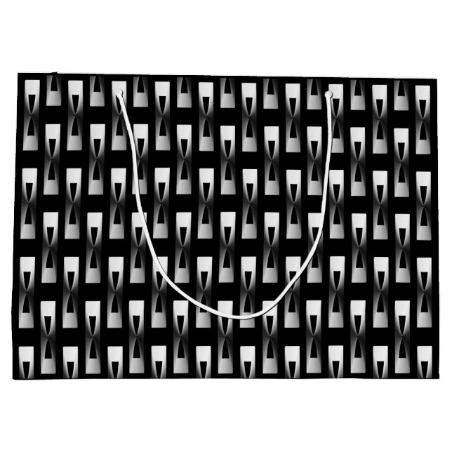 Art Deco Metallic Geometric - Silver and Black Large Gift Bag (Back)