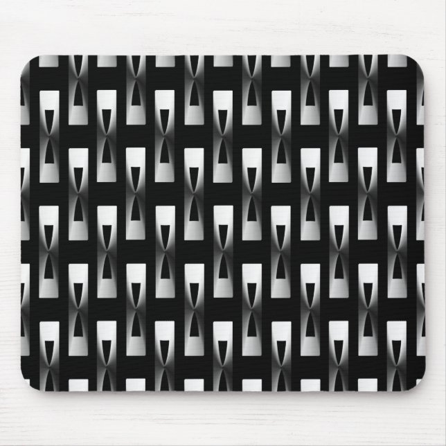 Art Deco Metallic Geometric - Silver and Black Mouse Mat (Front)