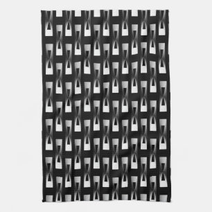 Art Deco Metallic Geometric - Silver and Black Tea Towel