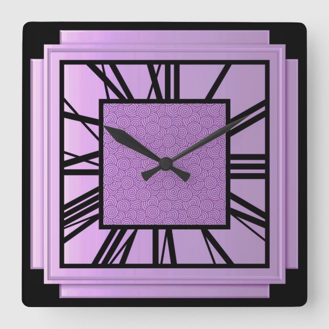 Art Deco, metallic orchid Square Wall Clock (Front)