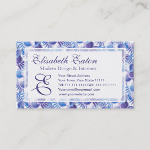Art Deco Metro Retro Pretty Blue Purple Pattern Business Card