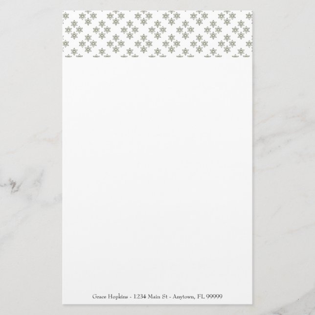 Art Deco Mini Stars Personalised Stationery (Front)