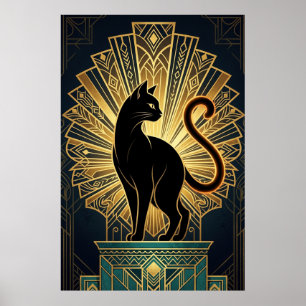 Art Deco Minimal Cat Profile Wall Art