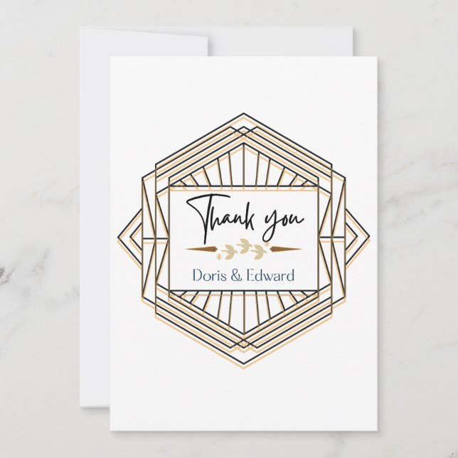 Art Deco Minimalist Wedding Thank You Card (Front)
