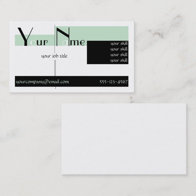 Art Deco Mint Green Business Card (Front/Back)