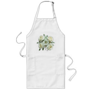 Art Deco Mint Green Floral Roses Long Apron