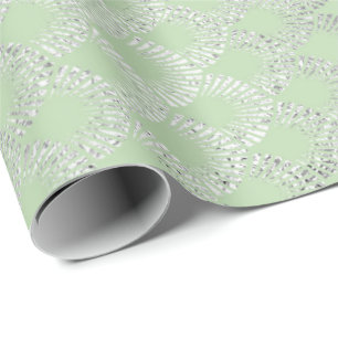 Art Deco Mint Green Silver Scales Vip Wrapping Paper