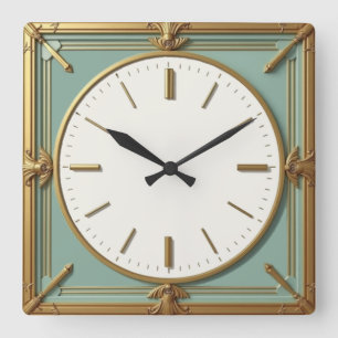 Art Deco Mint Square Wall Clock