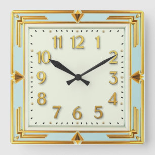 Art Deco Mint Square Wall Clock