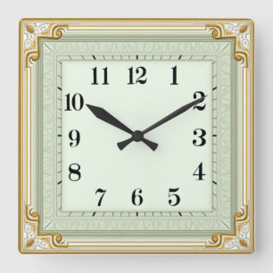 Art Deco Mint Square Wall Clock