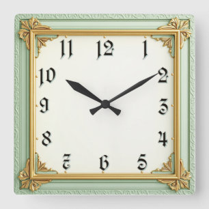 Art Deco Mint Square Wall Clock