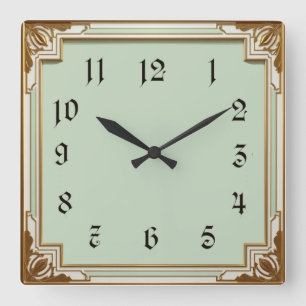 Art Deco Mint Square Wall Clock