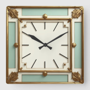 Art Deco Mint Square Wall Clock
