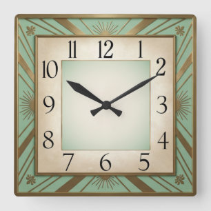 Art Deco Mint Square Wall Clock