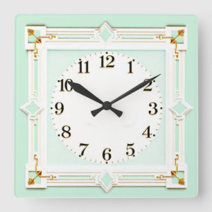 Art Deco Mint Square Wall Clock