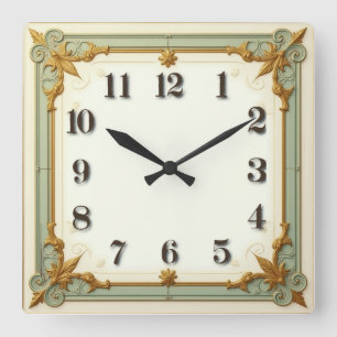 Art Deco Mint Square Wall Clock