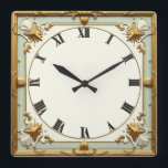Art Deco Mint Square Wall Clock<br><div class="desc">Great clock design. You will love it like others. Be free to use this design for other product you like or to customise and add your text. Follow me for more. Thank you. Have a nice day.</div>