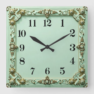 Art Deco Mint Square Wall Clock