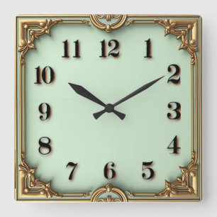 Art Deco Mint Square Wall Clock