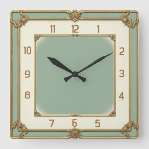 Art Deco Mint Square Wall Clock