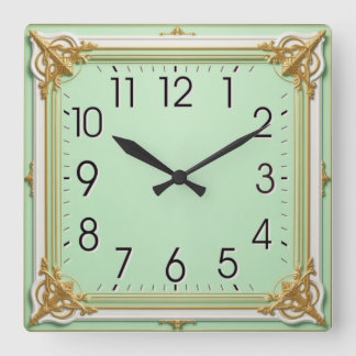 Art Deco Mint Square Wall Clock